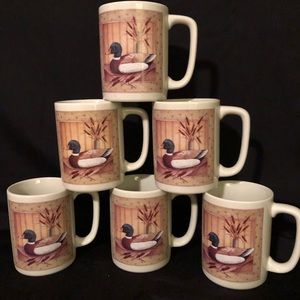 Vtg Otagiri Ceramic Mugs Mallard Duck Decoy Set 6